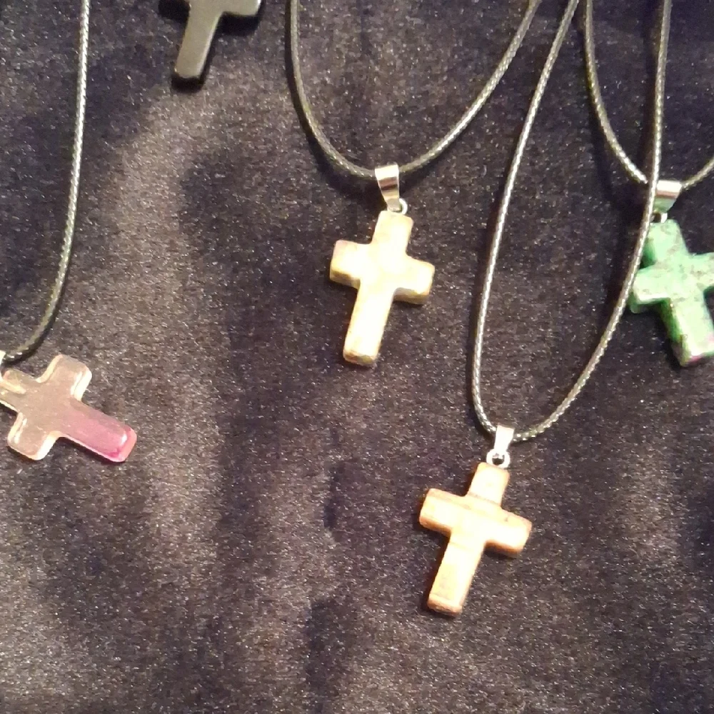 Vibrant Cross Pendant Necklace RANDOM COLOR - Picture 2 of 3